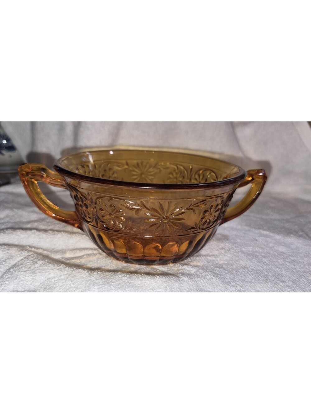 Indiana Glass daisy amber 6 1/4" cream soup bowl